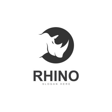 rhino head silhouette logo icon vector illustration template clipart