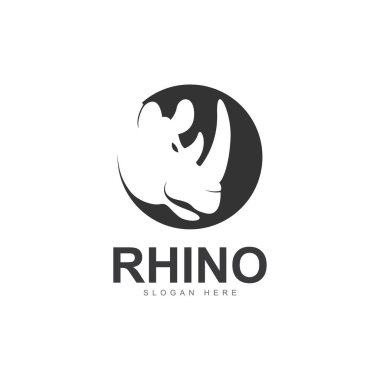 rhino head silhouette logo icon vector illustration template clipart