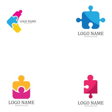 bulmaca ve topluluk sosyal ağ logosu simgesi illüstrasyon vektör