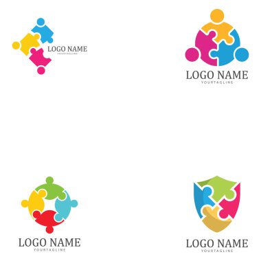 bulmaca ve topluluk sosyal ağ logosu simgesi illüstrasyon vektör