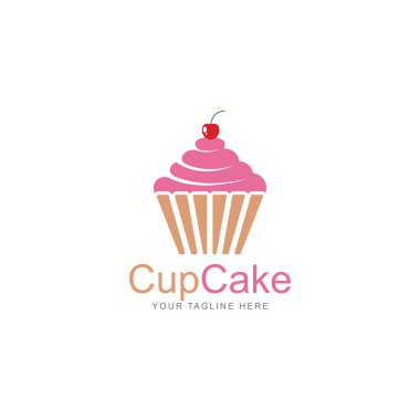 cupcake simgesi vektör logo tasarım şablonu