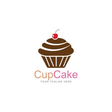 cupcake simgesi vektör logo tasarım şablonu