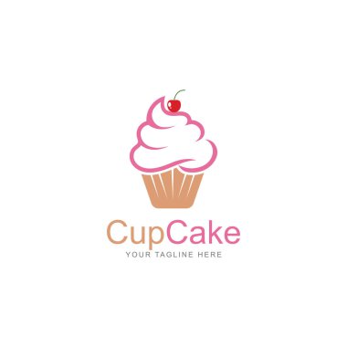 cupcake simgesi vektör logo tasarım şablonu