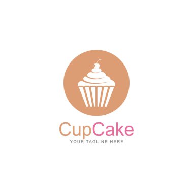 cupcake simgesi vektör logo tasarım şablonu