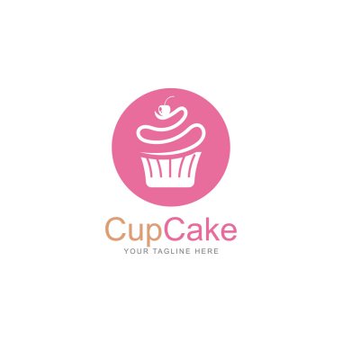cupcake simgesi vektör logo tasarım şablonu