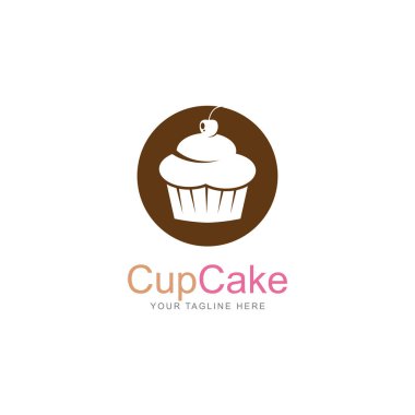 cupcake simgesi vektör logo tasarım şablonu