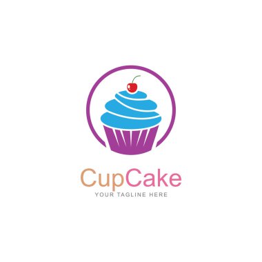 cupcake simgesi vektör logo tasarım şablonu