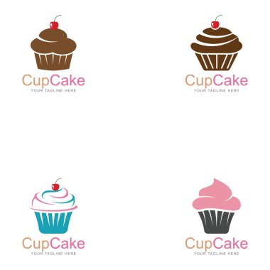 cupcake simgesi vektör logo tasarım şablonu