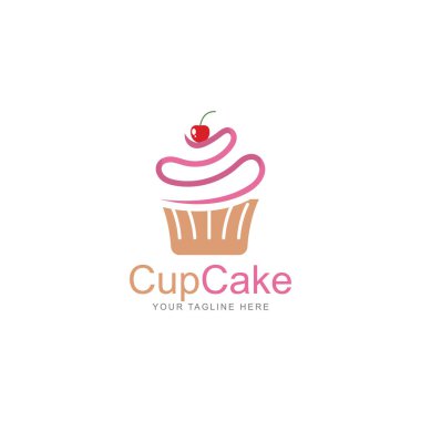 cupcake simgesi vektör logo tasarım şablonu