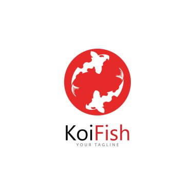 Koi balığı logo tasarım vektör şablonu