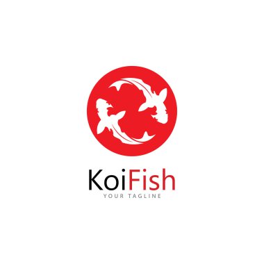 Koi balığı logo tasarım vektör şablonu