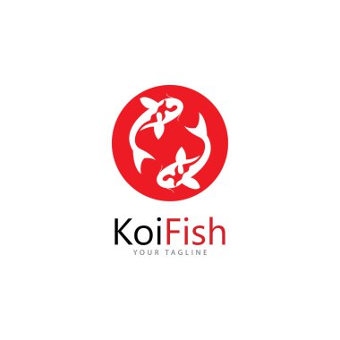 Koi balığı logo tasarım vektör şablonu