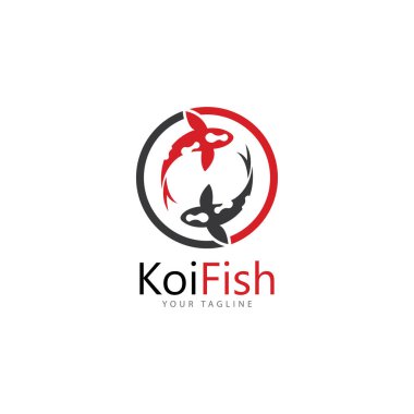 Koi balığı logo tasarım vektör şablonu