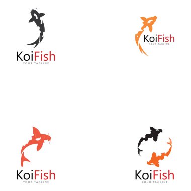 Koi balığı logo tasarım vektör şablonu