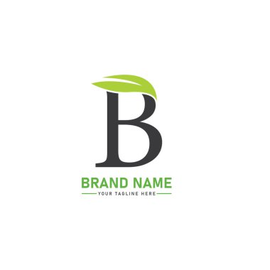  Yaprak Logo Vektörü İllüstrasyonlu B harfi
