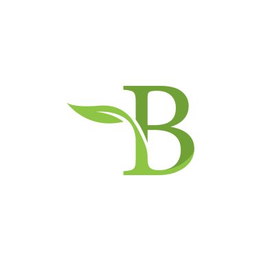  Yaprak Logo Vektörü İllüstrasyonlu B harfi