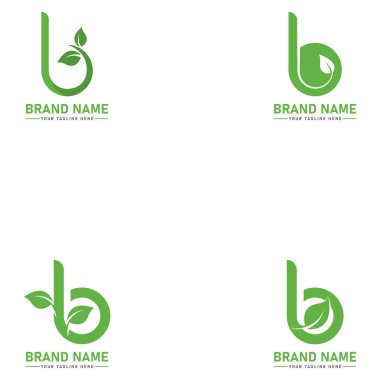  Yaprak Logo Vektörü İllüstrasyonlu B harfi