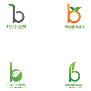  Yaprak Logo Vektörü İllüstrasyonlu B harfi