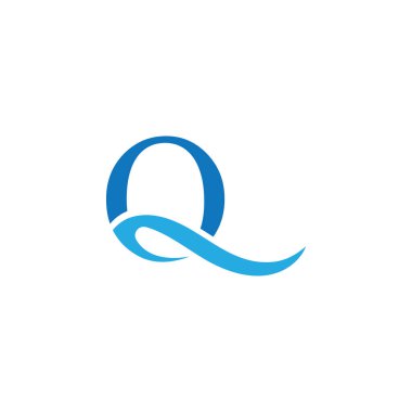 Q harfi su dalgası logo vektörü