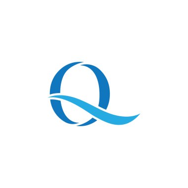 Q harfi su dalgası logo vektörü
