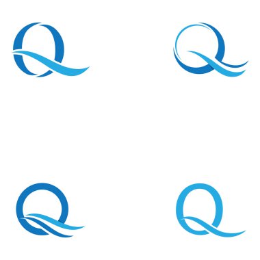 Q harfi su dalgası logo vektörü