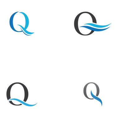 Q harfi su dalgası logo vektörü