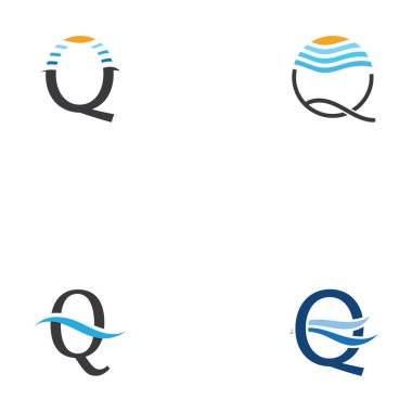 Q harfi su dalgası logo vektörü