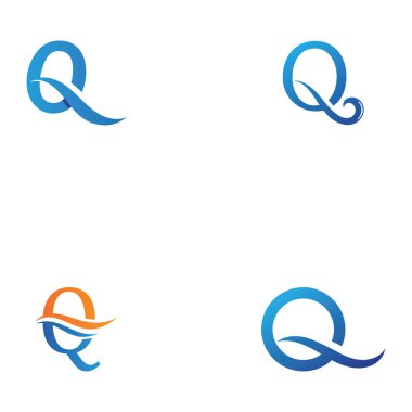 Q harfi su dalgası logo vektörü