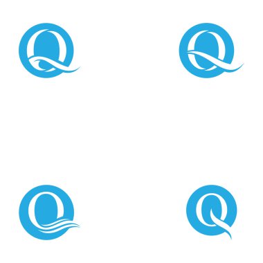 Q harfi su dalgası logo vektörü