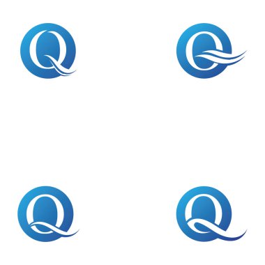 Q harfi su dalgası logo vektörü