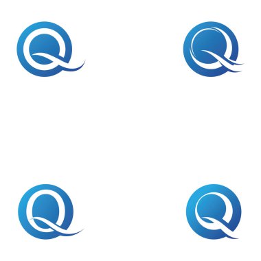 Q harfi su dalgası logo vektörü