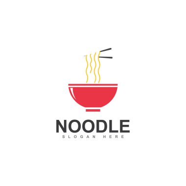 Çin şehriye logosu tasarım simgesi şablonu. Japon ramen vektör illüstrasyon