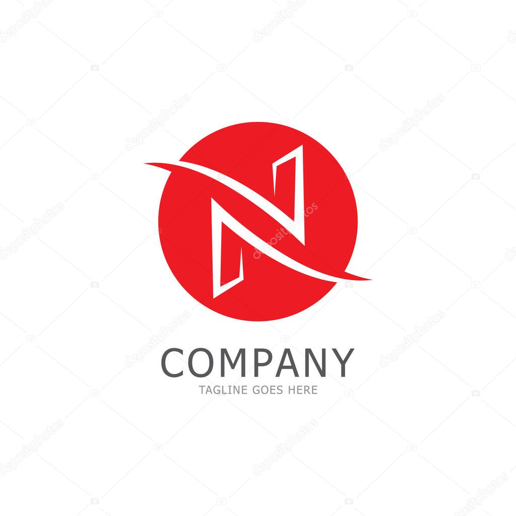 Alphabet N letter logo and symbol vector icon