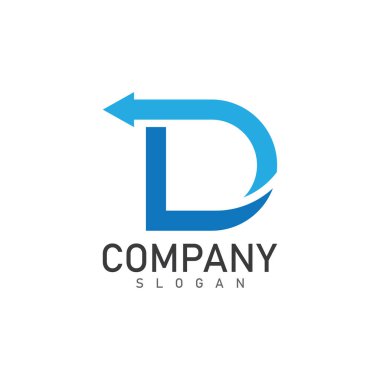 Ok logosu ve sembol vektör illüstrasyon simgesine sahip D harfi