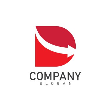 Ok logosu ve sembol vektör illüstrasyon simgesine sahip D harfi