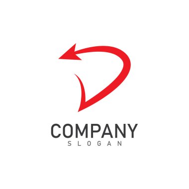 Ok logosu ve sembol vektör illüstrasyon simgesine sahip D harfi