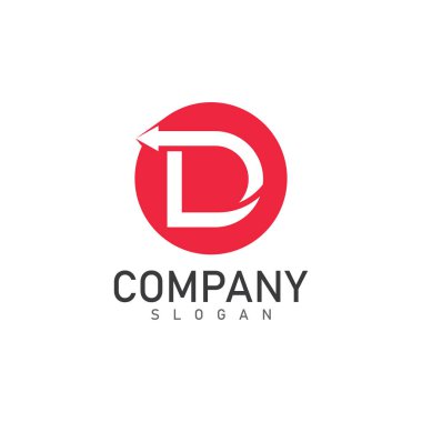 Ok logosu ve sembol vektör illüstrasyon simgesine sahip D harfi