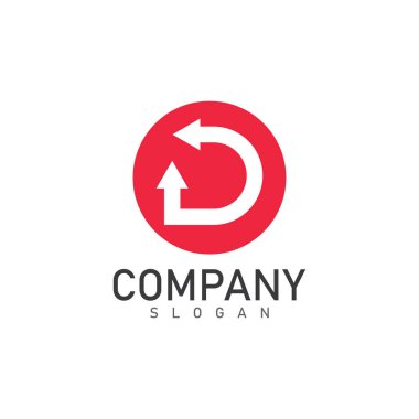 Ok logosu ve sembol vektör illüstrasyon simgesine sahip D harfi