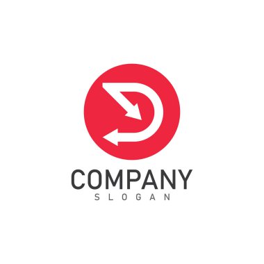 Ok logosu ve sembol vektör illüstrasyon simgesine sahip D harfi