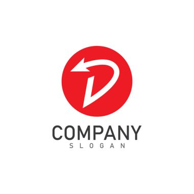 Ok logosu ve sembol vektör illüstrasyon simgesine sahip D harfi
