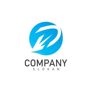 Ok logosu ve sembol vektör illüstrasyon simgesine sahip D harfi