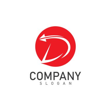 Ok logosu ve sembol vektör illüstrasyon simgesine sahip D harfi