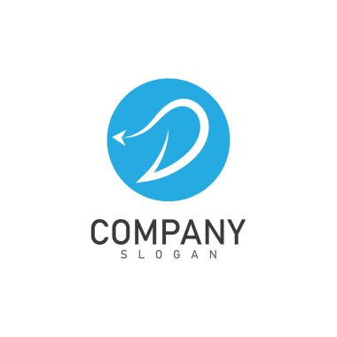 Ok logosu ve sembol vektör illüstrasyon simgesine sahip D harfi