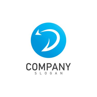 Ok logosu ve sembol vektör illüstrasyon simgesine sahip D harfi