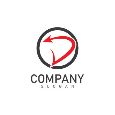 Ok logosu ve sembol vektör illüstrasyon simgesine sahip D harfi