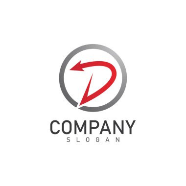 Ok logosu ve sembol vektör illüstrasyon simgesine sahip D harfi