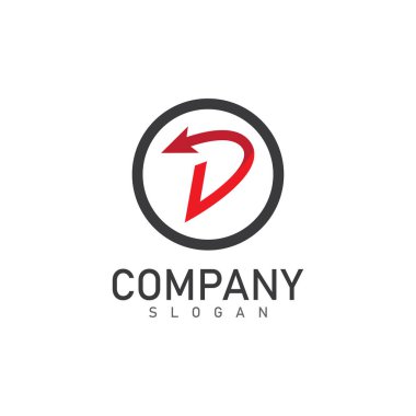 Ok logosu ve sembol vektör illüstrasyon simgesine sahip D harfi