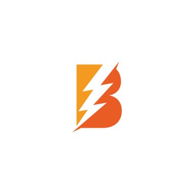 Bolt Lightning Letter B Logo design vector template clipart