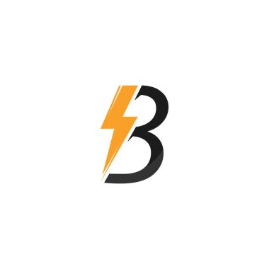 Bolt Lightning Letter B Logo design vector template clipart