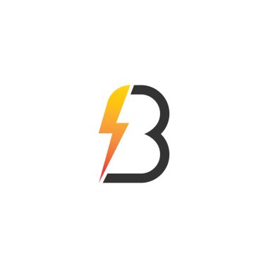 Bolt Lightning Harf B Logo tasarım vektörü şablonu